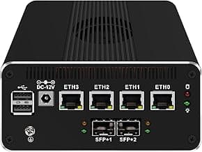 Micro Firewall Appliance 10GbE Mini PC with SFP+, Intel Alder Lake N100 (4C/4T) 4xIntel I226-V 2.5GbE 2*Intel 82599ES 10GbE Firewall LTE Router Support AES-NI 8GB DDR5 128GB NVMe SSD