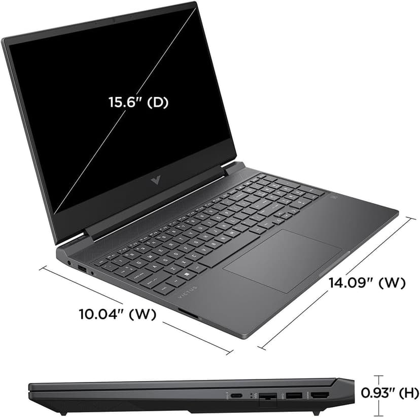 HP Victus 15 Gaming Laptop, 15.6" FHD 144Hz Display, AMD Ryzen 5 7535HS, 16GB DDR5 RAM, 512GB PCIe M.2 SSD, NVIDIA GeForce RTX 2050, HDMI, Webcam, Backlit Keyboard, Wi-Fi 6, Windows 11 Home, Silver