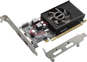 QTHREE Radeon HD 6570 Low Profile Graphics Card,Dual HDMI,1GB,GDDR3,64-Bits,Desktop Video Card for PC Gaming,PCI-Express X16,Computer GPU