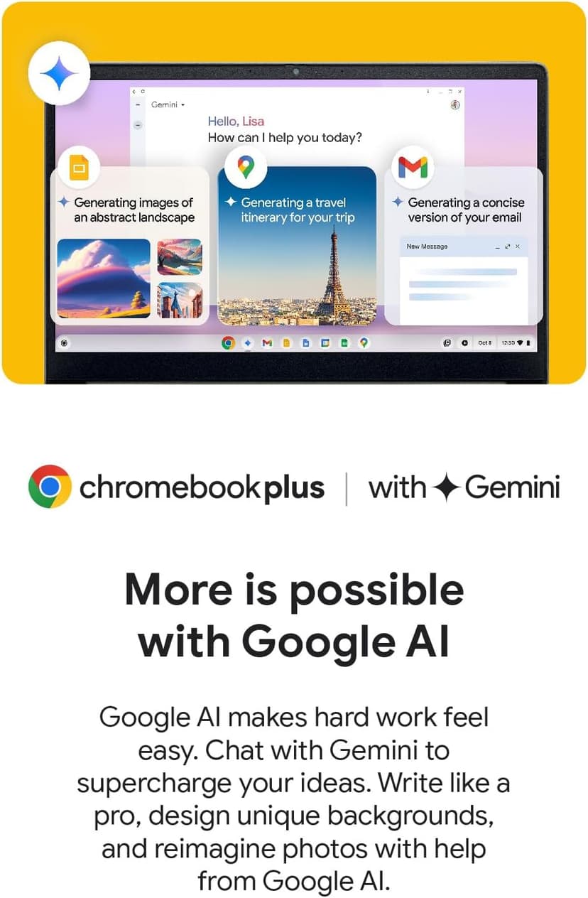 acer Chromebook Plus 514 Laptop with Google AI – 14" Full HD 1920 x 1080 IPS Touch Display | Intel Core i3-N305 | 8GB LPDDR5 | 128GB SSD | Wi-Fi 6E | FHD Camera | Chrome OS | CB514-4HT-375Z (Renewed)