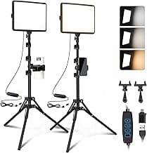 2-Pack LED Video Light Kit, NiceVeedi Studio Light, 2800-6500K Dimmable Photography Lighting Kit with Tripod Stand&Phone Holder, 73" Stream Light for Video Recording, Game Streaming, YouTube
