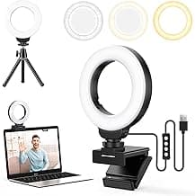 Ring Light for Laptop/Computer,Zoom Call, 4'' Small Video Conference Lighting with Webcam Style Mount and Tripod,3 Light Modes&10 Brightness Levels,Selfie