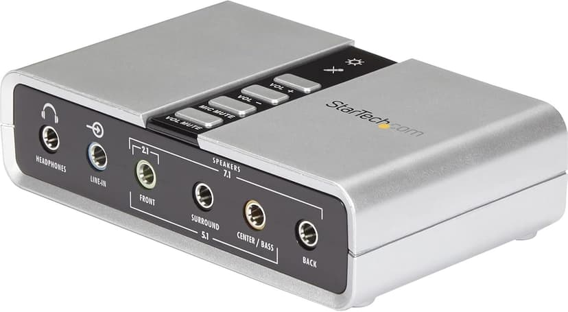 StarTech.com 7.1 USB Sound Card - External Sound Card for Laptop with SPDIF Digital Audio - Sound Card for PC - Silver (ICUSBAUDIO7D)