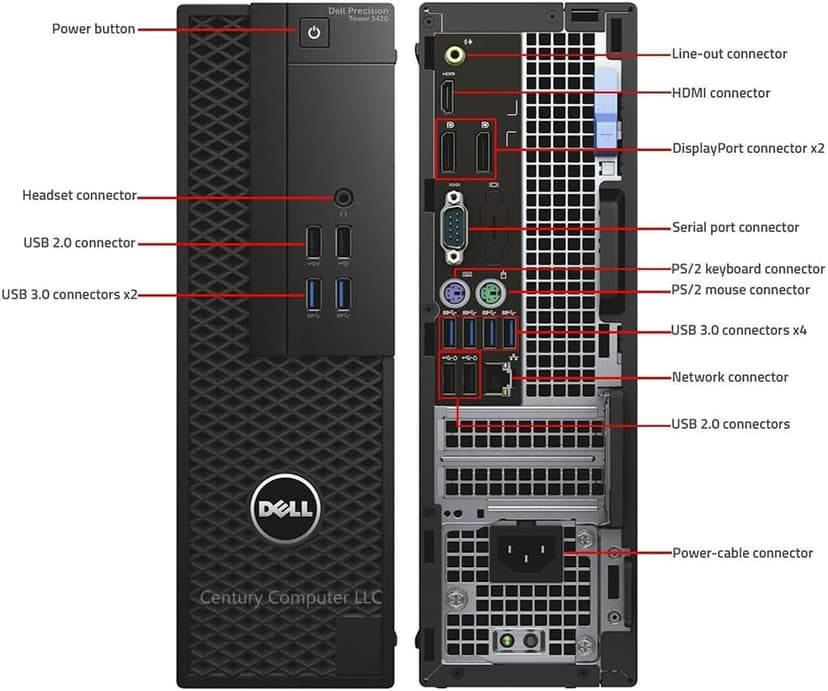 Dell Precision Tower 3420 - SFF Intel Core i5-6600 3.2GHz, 16GB RAM, 512GB Solid State Drive, WiFi, BT, 4K Support, Keyboard & Mouse, Windows 10 Pro 64bit, (Renewed)