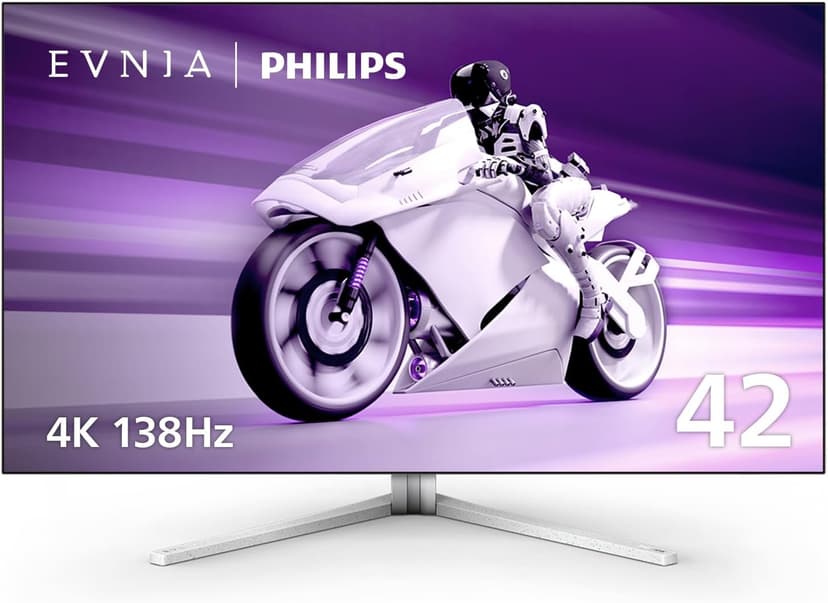 Philips EVNIA 42M2N8900 41.5” 4K OLED Gaming Monitor, 4K UHD, 138Hz 0.1ms GtG, FreeSync Premium, HDR10, USB-C Docking, KVM, 10W Speakers + DTS Sound, Ambiglow, 4-Year Advance Replacement