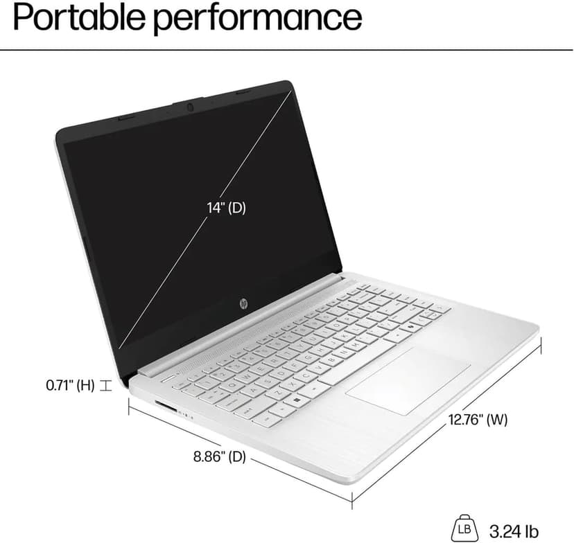 HP Student Business Laptop Computer - w/Microsoft Office Lifetime & External DVD Drive • 16GB RAM • 128GB UFS & 256GB Extend Micro SD • Intel 4-Core Processor • HD Display • Win11 Pro(Silver)