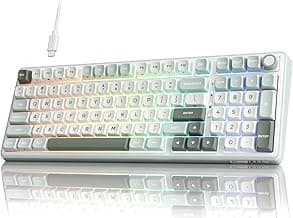 RK ROYAL KLUDGE R98 Pro Creamy Mechanical Keyboard, 96% Wired Gaming Keyboard RGB Backlit with Number Pad and Volume Knob, Gasket Mount, MDA Profile PBT Keycaps, Hot Swappable Pre-lubed Tactile Switch