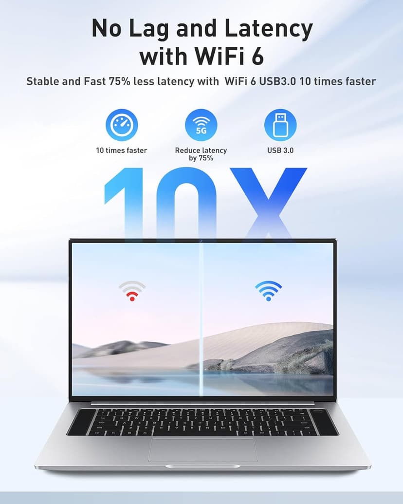 USB WiFi Adapter for PC Desktop - WiFi 6 AX1800Mbps 5GHz 2.4GHz USB 3.0 Wireless Wi-Fi Network Adapter for Desktop Computer Laptop with High Gain Wi-Fi Antenna Supports Win11/10