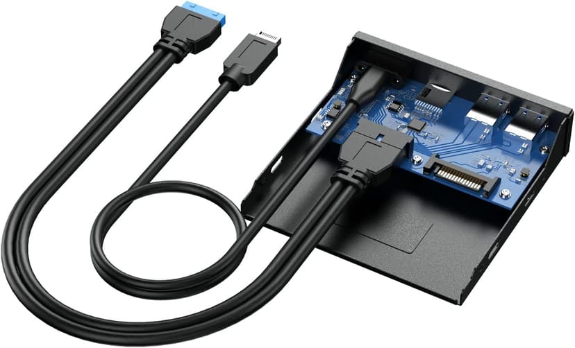 GRAUGEAR 3.5 Inch Front Panel USB C Hub, SD/microSD Internal Card Reader, 20Gbps USB 3.2 Gen 2x2, USB3.2 Type-E Key-A 20-Pin Header & USB3.0 Header & 15-Pin SATA Power Connector Required [G-MP01CR]
