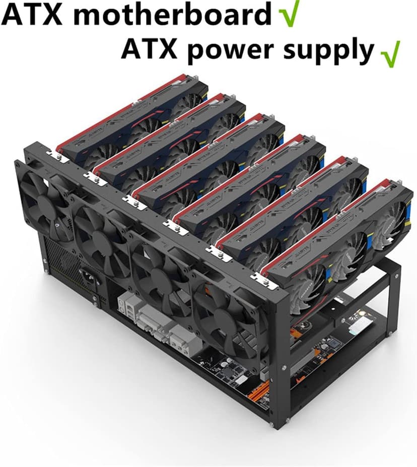 8GPU Mining Rig Frame, Steel Open Air Miner Mining Computer Frame Rig Case for Crypto Coin Currency Bitcoin ETH ETC ZEC Mining Accessories Tools - Frame Only, Fans & GPU is not Included