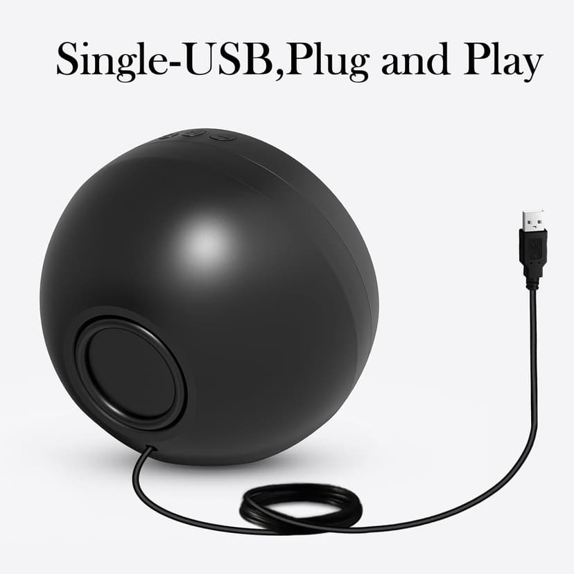 USB Computer Speaker for Laptop, External Speakers for Desktop Computer with Crystal Clear Sound, Rich Bass and Volume Buttons, Plug-N-Play (Black)