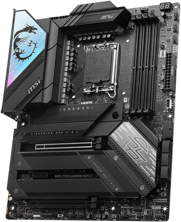 MSI MPG Z790 Carbon WiFi II Gaming Motherboard (Supports 12th/13th/14th Gen Intel Processors, LGA 1700, DDR5, PCIe 5.0, M.2, 2.5Gbps LAN, USB 3.2 Gen2, Wi-Fi 7, Bluetooth 5.4, ATX)