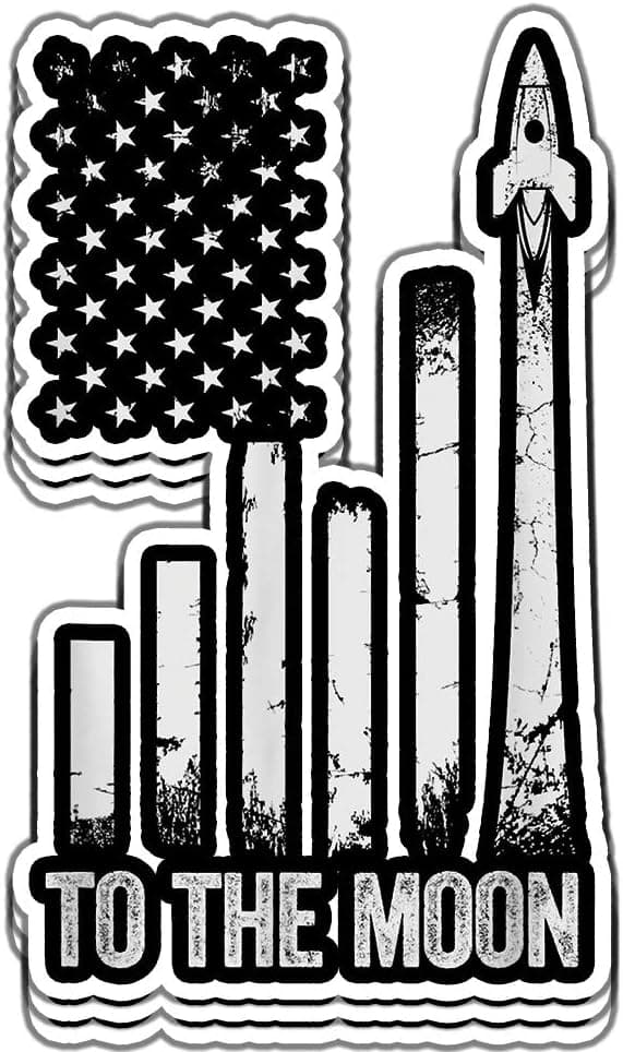 to The Moon Bitcoin Crypto Stock Market US Flag WSB Trading - 6x6 Vinyl Stickers, Laptop Decal, Water Bottle Sticker (Set of 3)