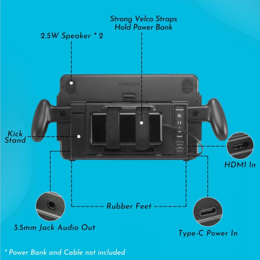 Orion by Up-Switch fully integrated Nintendo Switch portable HD 11.6 inch IPS Monitor, with USB Type-C and HDMI in for PS5, XBOX, Laptop, Smartphone