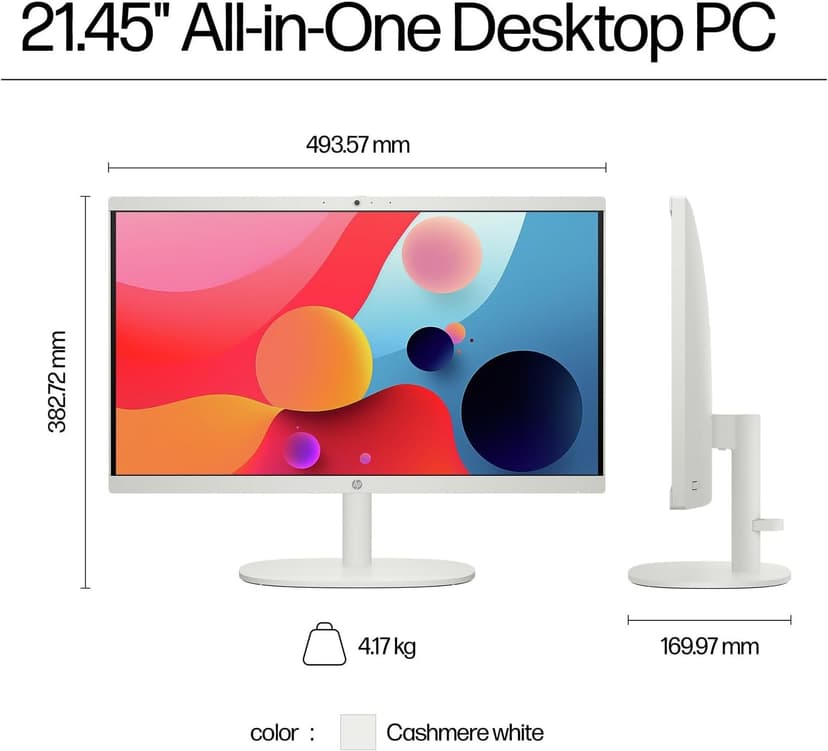 HP 22" All-in-One Desktop Computer for Home and School, Intel Quad-Core Processor (Beat i3-1110G4), FHD Display, 32GB DDR5 RAM, 640GB Storage, WiFi 6, Bluetooth, Business AIO, Windows 11 Pro(Renewed)
