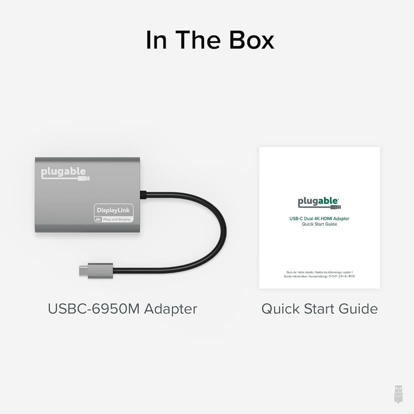 Plugable USB C to HDMI Adapter, Dual Monitor 4K 60Hz for Apple Mac M1/M2/M3, DisplayLink Multiple Displays for Thunderbolt MacBook or iMac, Driver Required (USBC-6950M)