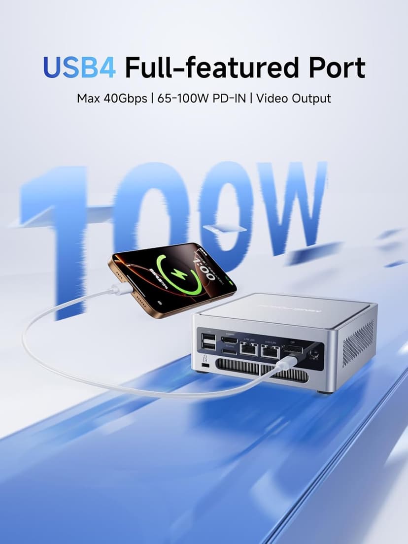 MINISFORUM NAB8 Plus Mini PC Core i7-12800H(14C/20T,up to 4.8Ghz) 16G RAM 1TB SSD Desktop Computer, 1xHDMI2.1 TMDS|1xDP1.4|1xUSB4 Video Outputs, 2x2.5G LAN/WiFi6E/BT5.3/4xUSB Iris Xe Graphics Micro PC