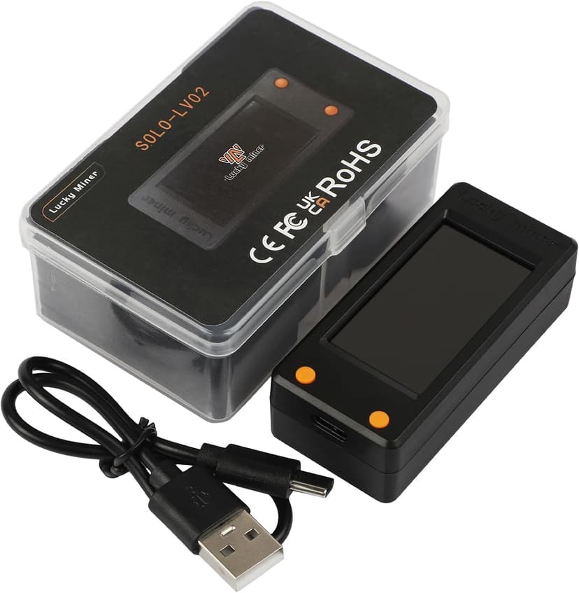 Bitcoins Miner Lotto Mining Device 78K/S 2.4G WiFi/Hotspot SHA-256 Asic Chip BM1366 Portable LV02 Micro Silent Cryptocurrency Home Use BTC Miner Machine Solo Miner