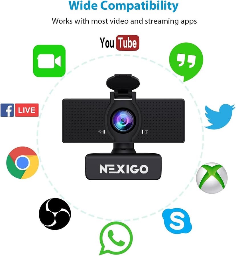 NexiGo N60 1080P Webcam with Microphone, Adjustable FOV, Zoom, Software Control & Privacy Cover, USB HD Computer Web Camera, Plug and Play, for Zoom/Skype/Teams, Conferencing and Video Calling