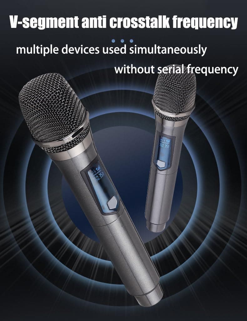 Wireless Microphone,Rechargeable Wireless Dual UHF Microphone,Dual Handheld Dynamic Wireless Mic for Karaoke Singing, Wedding, DJ, Party, Speech, Church, Class Use,PA System,200ft,Gray