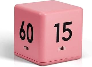Weewooday Cube Timer Productivity Flip Timer for ADHD Block Gravity Sensor Kitchen Desk Study Time Countdown Learning Management Workout Classroom Gift 15 20 30 60 Minutes 2.6 Inch(Pink)