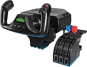 Logitech G PRO Flight Yoke System, Professional Simulation Yoke and Throttle Quadrant, 3 Modes, 75 Programmable Controls, Configurable Knobs, Steel Shaft, USB, PC - Black