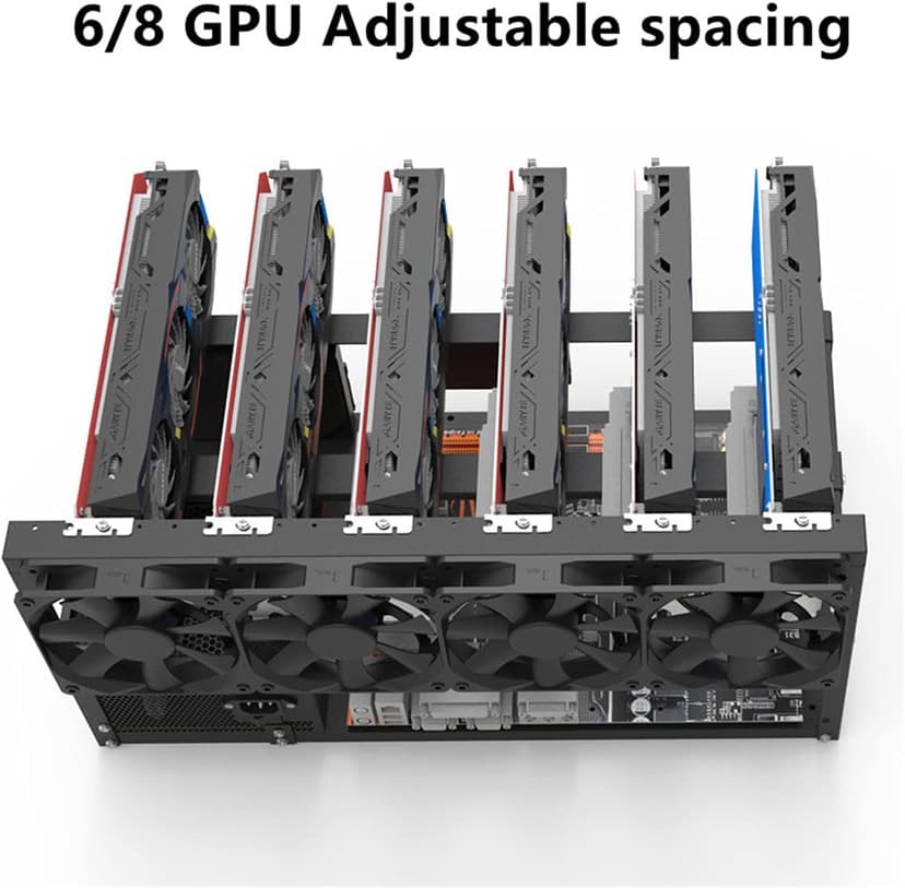 8GPU Mining Rig Frame, Steel Open Air Miner Mining Computer Frame Rig Case for Crypto Coin Currency Bitcoin ETH ETC ZEC Mining Accessories Tools - Frame Only, Fans & GPU is not Included