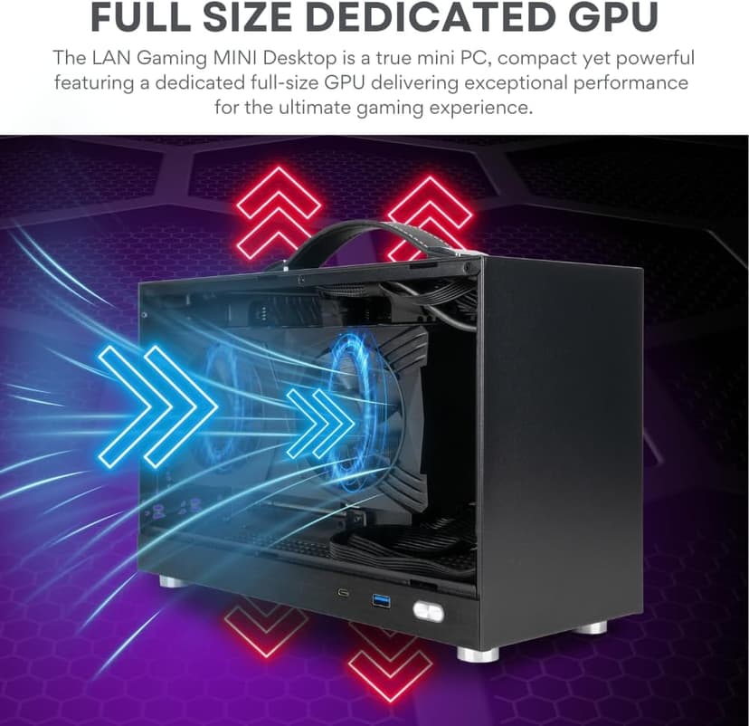 LAN Gaming Desktop (8.1L Small & Light, RTX 5070 12GB, AMD Ryzen 7 8700F, 32GB DDR5 RAM, 2TB NVMe SSD, Internal WiFi + Bluetooth, Windows 11 Pro) Best Mini ITX SFF Computer (Black)