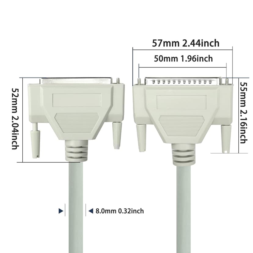 MEIRIYFA DB37 37Pin Extension Cable Serial D-SUB 37 Pin Printer Parallel Connector Cable Pure Copper Core for Engineering Wiring, Computer and Networks.（4.9FT） (Male to Female)