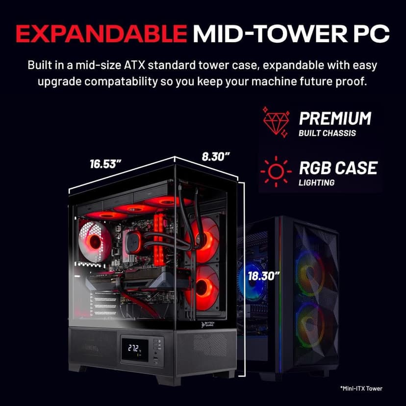 Skytech Azure Gaming PC Desktop, Ryzen 9 9900X 4.4 GHz (5.6GHz Turbo), NVIDIA RTX 5070 Ti 16GB, 2TB Gen4 NVMe SSD, 32GB DDR5 RAM 5200 RGB, 850W Gold ATX 3 PSU, 360mm ARGB AIO, Wi-Fi, Win 11