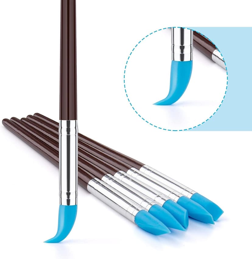 10Pcs Silicone Clay Sculpting Tool, Modeling Dotting Tool & Pottery Craft use for DIY Handicraft, Silicone Brush, Sculpture Pottery, Nail Art
