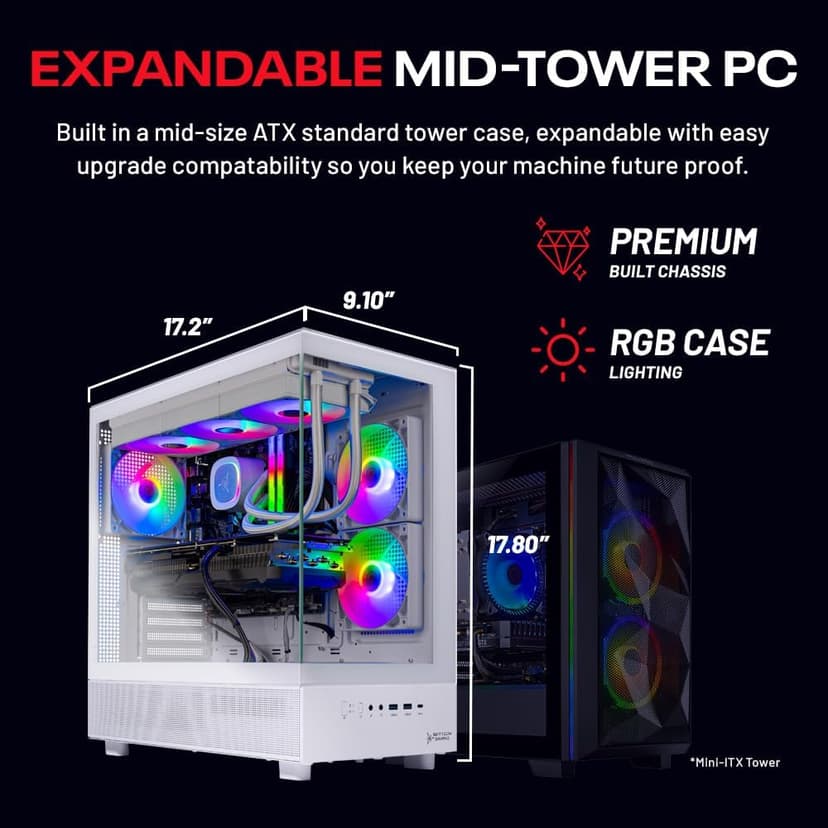 Skytech Azure Gaming PC Desktop, Ryzen 7 9700X 3.8 GHz (5.5GHz Turbo Boost), NVIDIA RTX 4060 8GB GDDR6, 1TB SSD, 16GB DDR5 RAM 6000, 650W Gold PSU, 360mm ARGB AIO, Wi-Fi, Win 11 Home