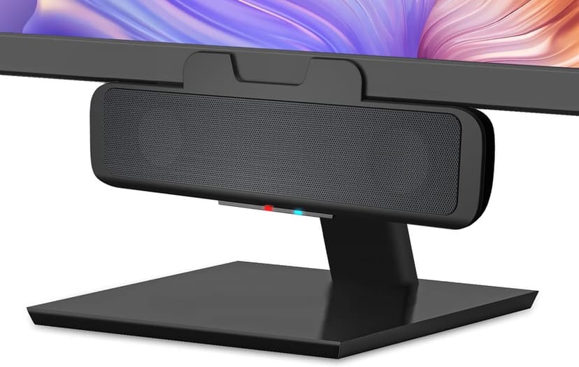 Cyber Acoustics USB & Bluetooth Speaker Bar (CA-2890BT) – USB Powered Speaker with Speakerphone for PC and Bluetooth to Simultaneously Connect to Smartphones, Clamps to Monitor, Convenient Controls