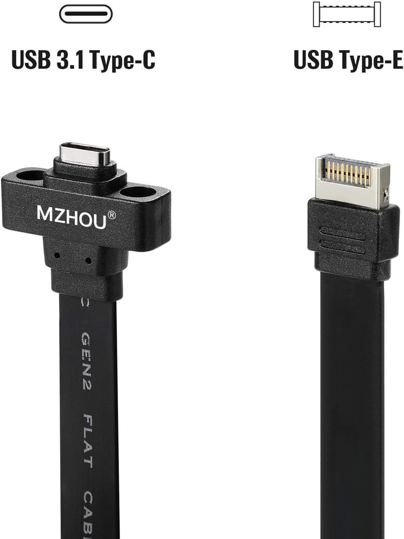 USB 3.1 Type C Front Panel Header Extension Cable 57 cm, Type E to Type C Gen 2 Speed up to 10 Gbps Internal Adapter, With Mount Screw (0.5m)