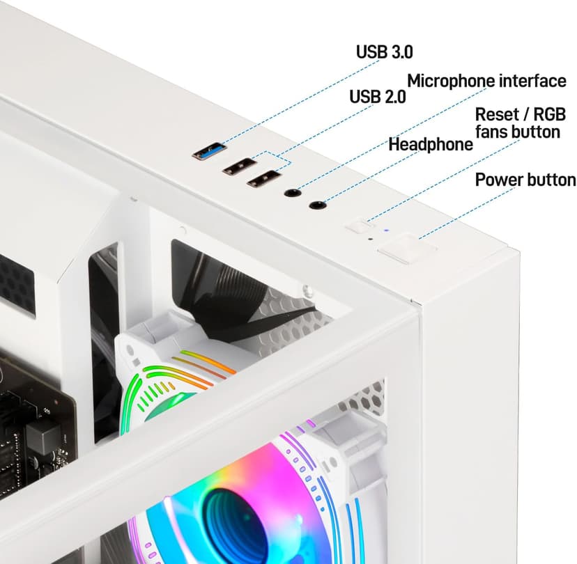 LXZ Gaming PC Desktop AMD Ryzen 7 8700F | AMD Radeon RX 7650GRE 8GB | 32GB DDR5 RAM | 1TB SSD | High-End Tower Computer(White)