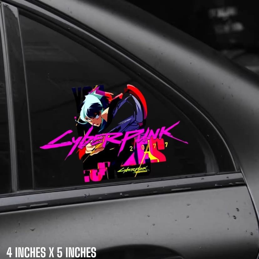 Cyberpunk Vinyl Sticker Cyberpunk car Decal Cyberpunk car Sticker Water Proof Cyberpunk Sticker Reflective for car for Laptop (Purple)