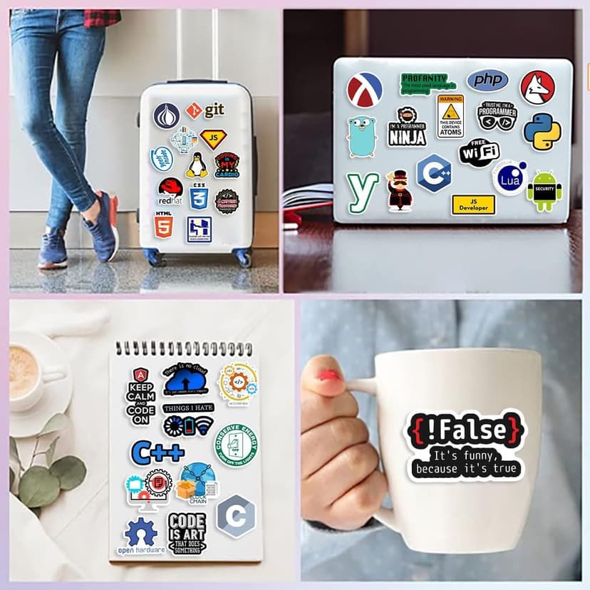 100 PCS Programming Stickers for Developers, Coders, Programmers, Hackers, and Engineers | Laptop Decals for Tech Enthusiasts
