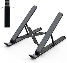 Laptop Stand for Desk, Adjustable Laptop Riser ABS+Silicone Foldable Portable Notebook Holder, Ventilated Cooling Notebook Mount Computer Stand for 10-15.6” Laptops,Tablets-Black