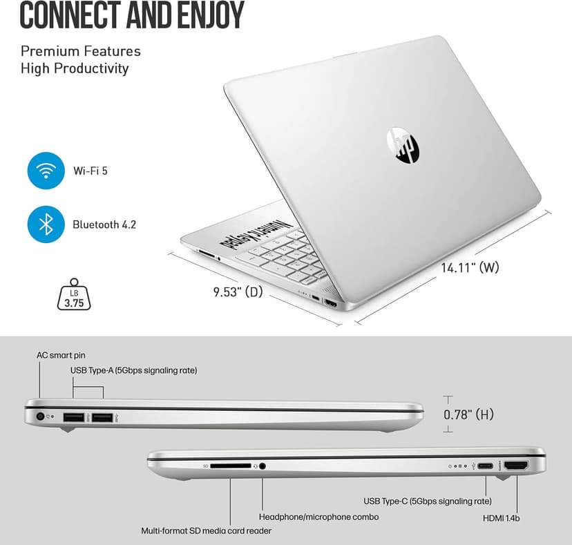 HP 15 Inch Laptop Computer, 15.6" FHD AMD Ryzen 5 Laptop with Lifetime Microsoft Office, Windows 11 Pro, 32GB RAM 1TB SSD+512GB Docking Set, Backlit Keyboard, 10-Key Number Pad