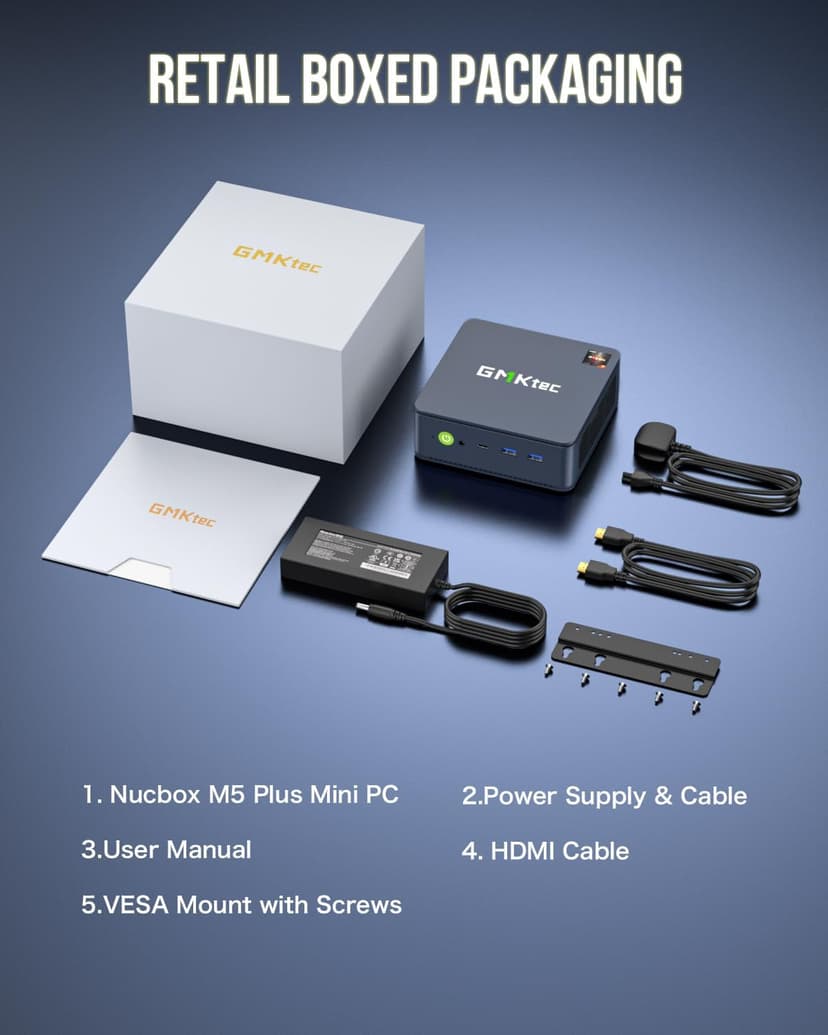 GMKtec M5 Plus Gaming Mini PC Ryzen 7 5825U (Upgraded 7430U/ 5700U), 32GB RAM 1TB SSD Dual NIC LAN 2.5GbE Desktop Computers Office Home, Triple 4K Display, WiFi 6E, USB3.2, USB-C, BT 5.2, DP, HDMI 2.0