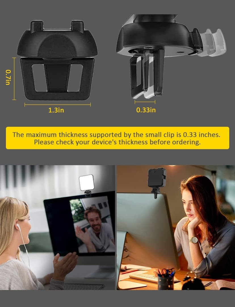 NexiGo Glow Light for Streamers, Enhanced Video Conference Lighting Kit with Webcam Style Clip, Built-in Battery, Dimmable & Rechargeable, for Streaming, Photography, Vlogging