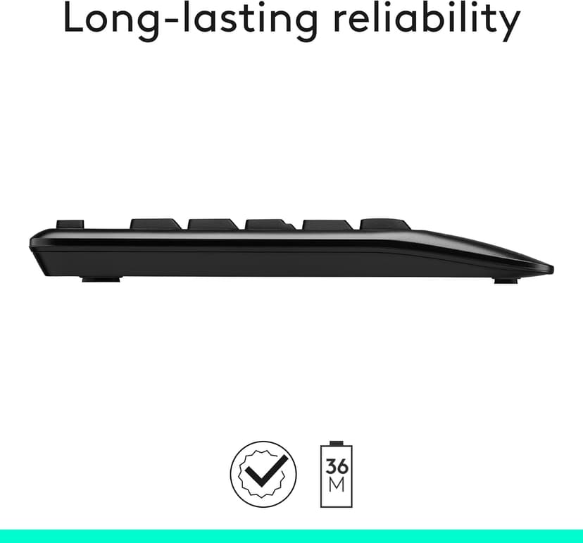 Logitech MK345 Wireless Keyboard and Mouse Combo with Palm Rest, 2.4 GHz USB Receiver, Compatible with PC, Laptop, Black