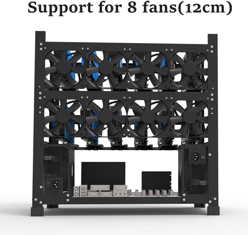 Mining Rig Frame for 12GPU, Steel Open Air Miner Mining Frame Rig Case, Support to Dual Power Supply for Crypto Coin Currency Bitcoin ETH ETC ZEC Mining Tools - Frame Only, Fans & GPU is not Included