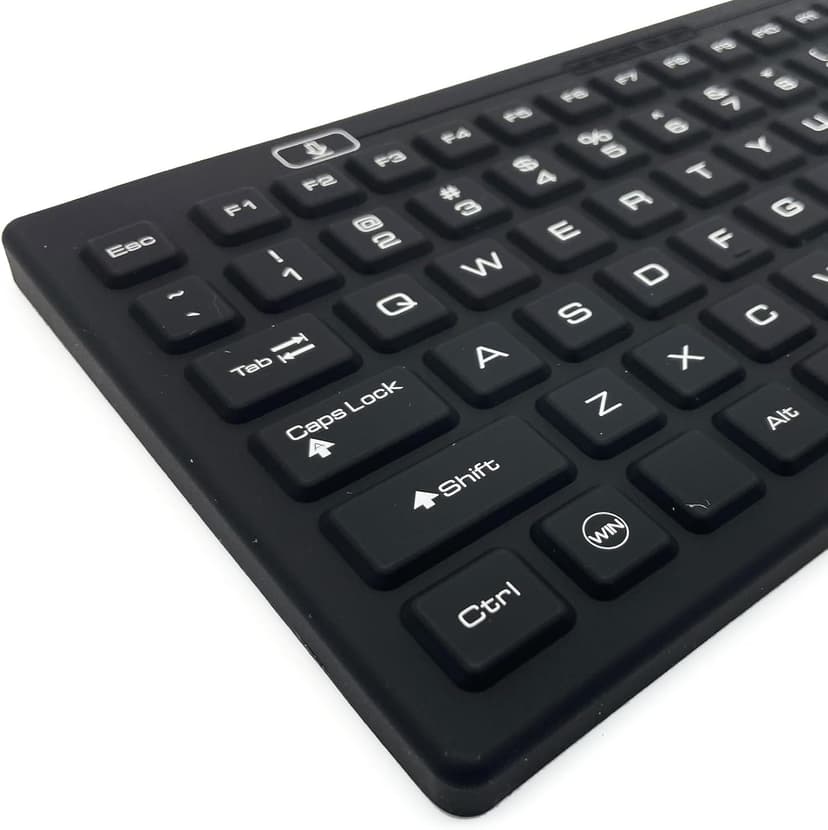 DS International DSI LED Backlit Keyboard with Number Pad - Industrial IP68 Waterproof Rugged Silicone IKB106BL