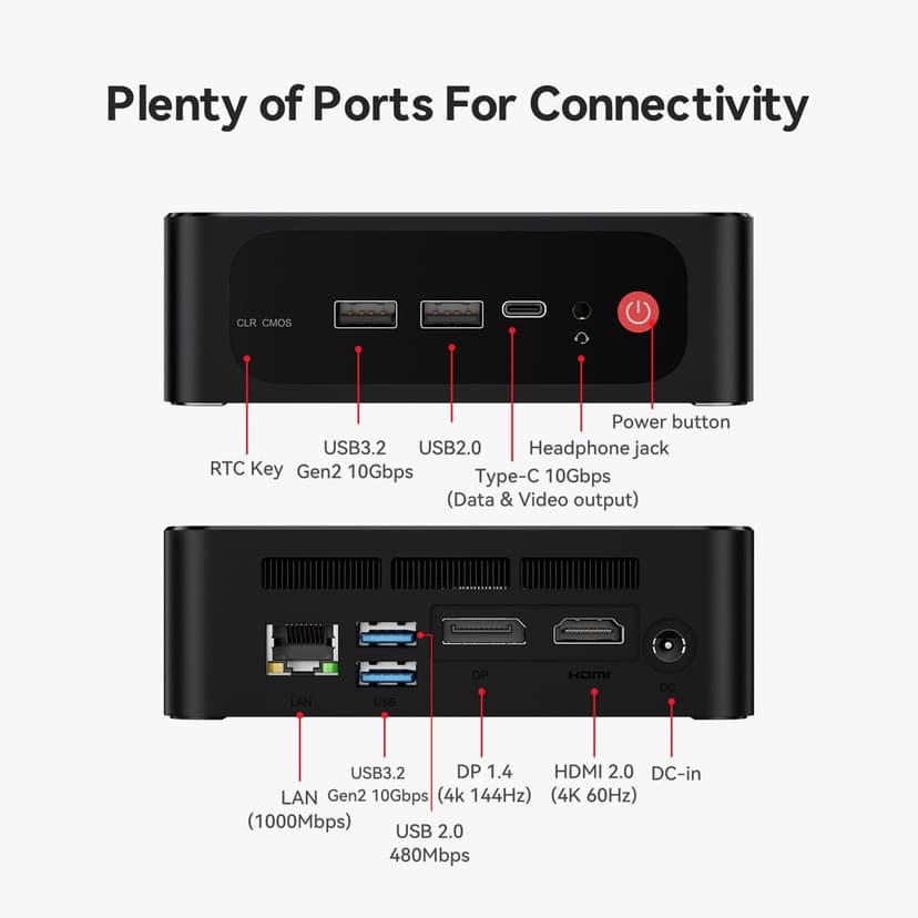 Beelink SER5 MAX Mini PC,AMD Ryzen 7 6800U(8C/16T,up to 4.7 GHz),Mini Computer 32GB LPDDR5 RAM 500GB PCle4.0 SSD Graphics 12 core 2200 MHz,Support 4K Triple Display/Wifi6/BT5.2/USB3.2/HDMI+DP+Type-C