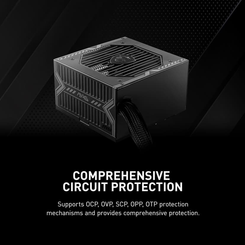MSI MAG A550BN Gaming Power Supply - 80 Plus Bronze Certified 550W - Compact Size - ATX PSU