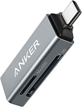 Anker SD Card Reader, 2-in-1 USB C Memory Card Reader for Digital Camera SD Card Viewer with Dual Slot for SDXC, SDHC, SD, MMC, RS-MMC, Micro SDXC,MicroSD, Micro SDHC Card, and UHS-I Cards