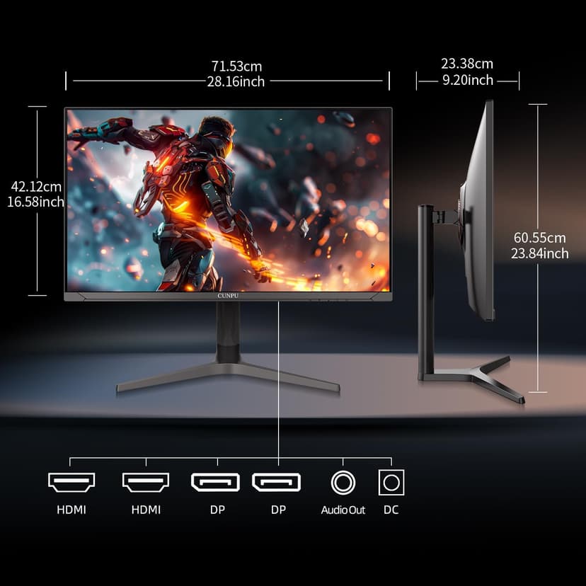 32 Inch 4K 144Hz Gaming Monitor, UHD Fast IPS Panel, 1ms GTG, sRGB 120%, Freesync & G-Sync, DisplayPort, HDMI 2.1, Built-in Dual Speakers, Support PS5 120Hz VRR, VESA, Height/Vertical Adjustment