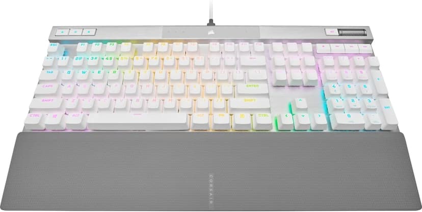 Corsair K70 PRO RGB Optical-Mechanical Gaming Keyboard - OPX Linear Switches, PBT Double-Shot Keycaps, 8,000Hz Hyper-Polling, Magnetic Soft-Touch Palm Rest - NA Layout, QWERTY - White