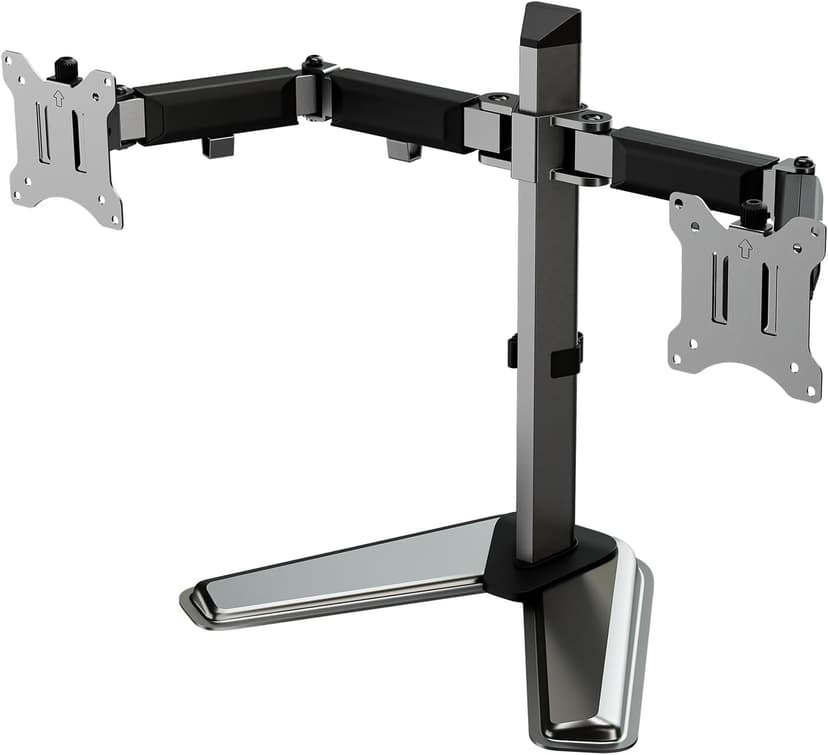 WALI Dual Monitor Stand for Desk, Computer Monitor Stands for 2 Monitors up to 32inch inches, Dual Monitor Mount Fits up to 19.8lbs, Free Standing Full Motion Monitor Arm for Desk (MF002N), Black